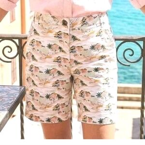 Women's 4 BODEN Seaside Print High Waist Stretch Bermuda Shorts Cruise Resort